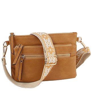 Multi Zip Pocket Guitar Strap Crossbody Bag