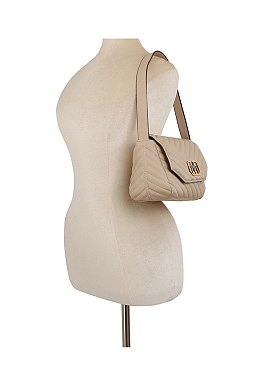 Quilted Logo Flap Shoulder Bag