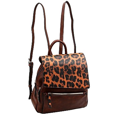 MULTI-POCKET LEOPARD PRINT BACKPACK