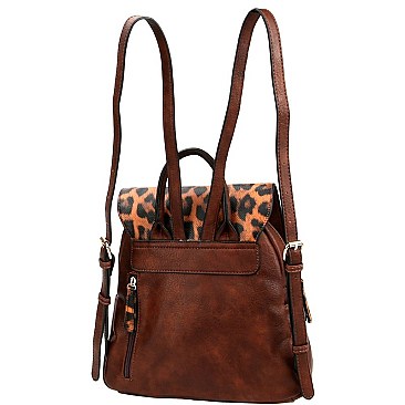 MULTI-POCKET LEOPARD PRINT BACKPACK