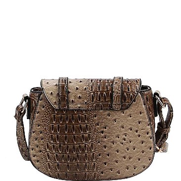 CUTE STYLISH TEXTURED PU LEATHER CROCO PATTERN CROSSBODY BAG  JYLQF-010