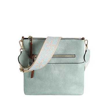 Fashion Zip Pocket Guitar Strap Crossbody Bag