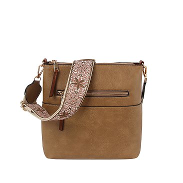 Fashion Zip Pocket Guitar Strap Crossbody Bag