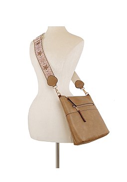 Fashion Zip Pocket Guitar Strap Crossbody Bag
