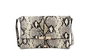 FASHION SNAKE PRINT  LEATHER TOGGLE FLAP CROSSBODY BAG