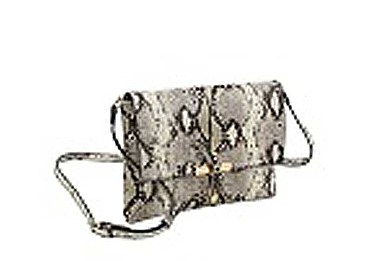 FASHION SNAKE PRINT  LEATHER TOGGLE FLAP CROSSBODY BAG