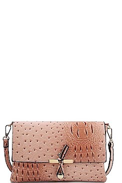 ANIMAL SKIN TEXTURED CROSSBODY BAG