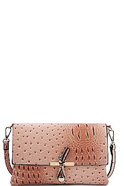 ANIMAL SKIN TEXTURED CROSSBODY BAG