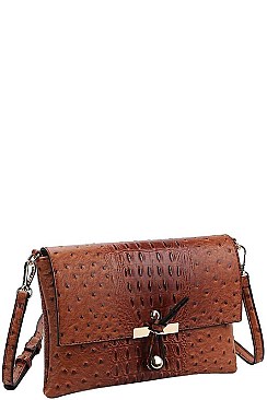 ANIMAL SKIN TEXTURED CROSSBODY BAG