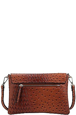 ANIMAL SKIN TEXTURED CROSSBODY BAG