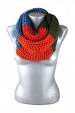 Pack of 12 (pieces) Assorted Multi Tone Knitted Infinity Scarves FM-LS103