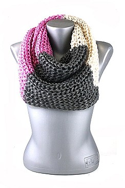 Pack of 12 (pieces) Assorted Multi Tone Knitted Infinity Scarves FM-LS103