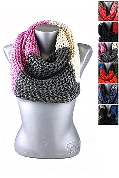 Pack of 12 (pieces) Assorted Multi Tone Knitted Infinity Scarves FM-LS103