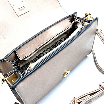 LS2044-LP Hardware and String Accent Formal Clutch Cross Body