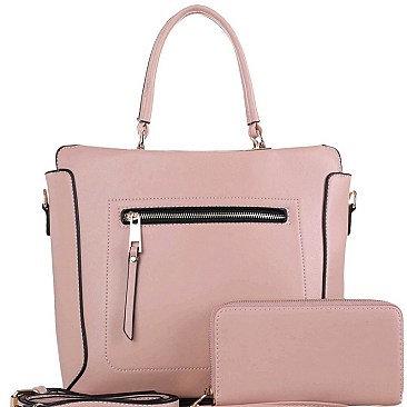 TWO WAY ZIPPER POCKET SATCHEL WALLET SET