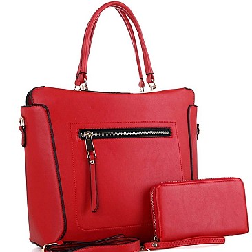 TWO WAY ZIPPER POCKET SATCHEL WALLET SET