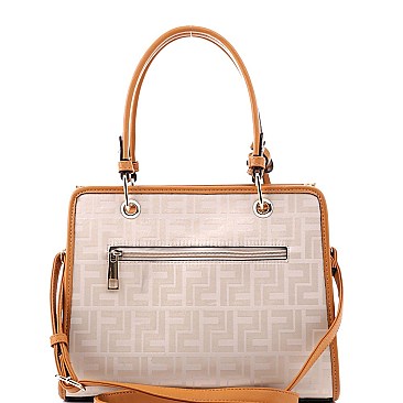 2 in 1 Structured Monogram Satchel Wristlet SET