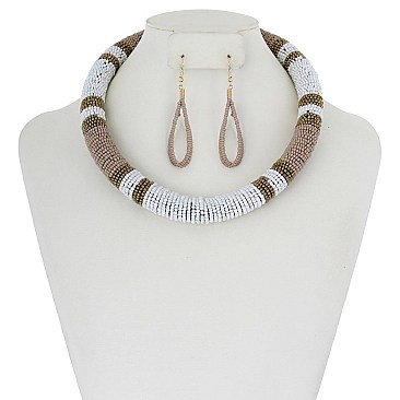 TRENDY BEADED TRIBAL SNAKE NECKLACE SET