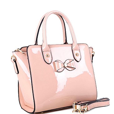 Stylish Bow Accent Patent 2-Way Medium Satchel MH-LS5047