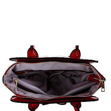 Stylish Bow Accent Patent 2-Way Medium Satchel MH-LS5047