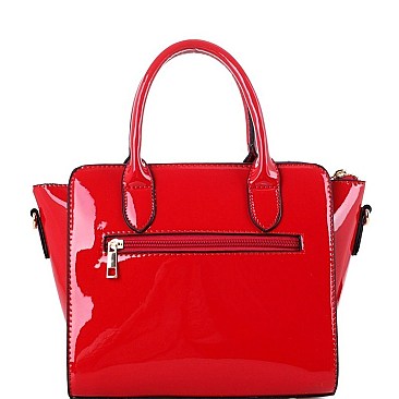 Stylish Bow Accent Patent 2-Way Medium Satchel MH-LS5047