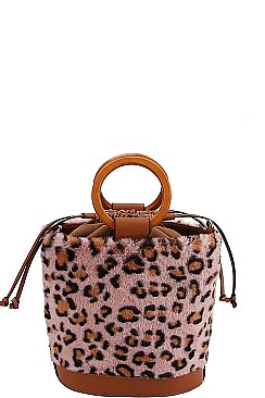 LEOPARD SOFT FUR BUCKET SHOULDER BAG