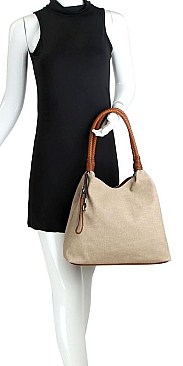 Braided Canvas 2-Way Hobo and Long Wallet Set