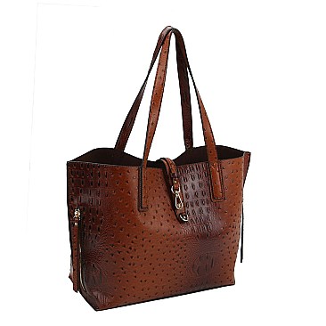 2 In 1 OSTRICH TOTE SET WITH WALLET