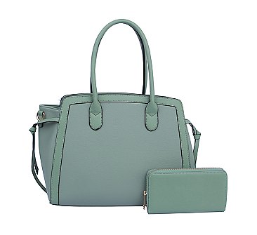 2 TONED SATCHEL WITH MATCHING WALLET