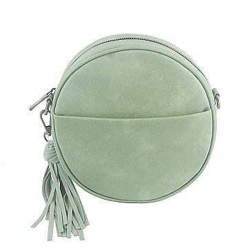 Fashion Tassel Round Crossbody Bag