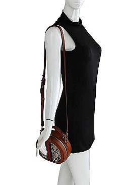 STRIPED AND PYTHON SKIN CROSSBODY BAG