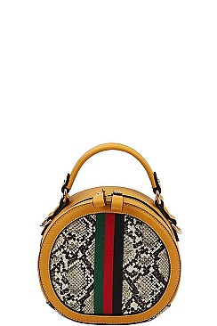 STRIPED AND PYTHON SKIN CROSSBODY BAG