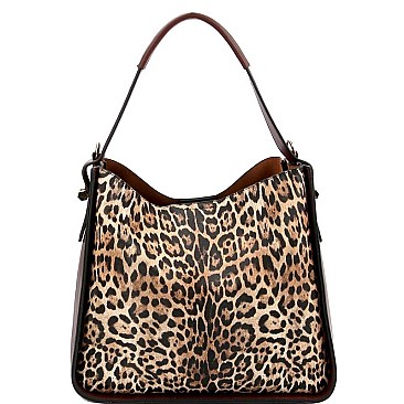 2 WAY LEOPARD PRINT HOBO WALLET SET