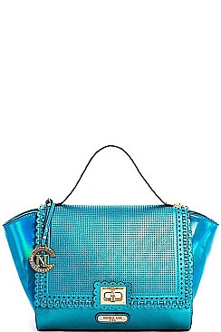 NICOLE LEE BLUE SATCHEL WITH LONG STRAP