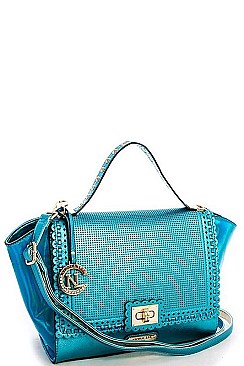 NICOLE LEE BLUE SATCHEL WITH LONG STRAP