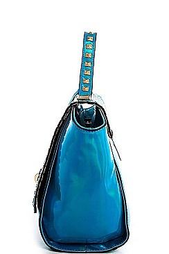 NICOLE LEE BLUE SATCHEL WITH LONG STRAP