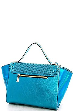 NICOLE LEE BLUE SATCHEL WITH LONG STRAP