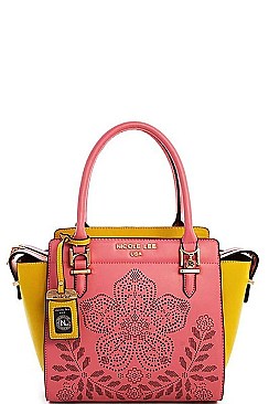 NICOLE LEE TWO TONE FLORAL SATCHEL