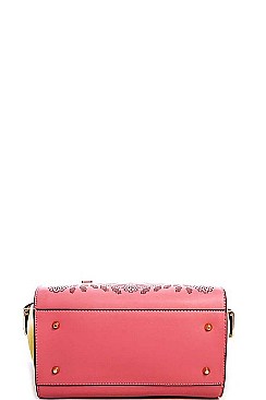 NICOLE LEE TWO TONE FLORAL SATCHEL