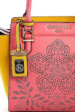 NICOLE LEE TWO TONE FLORAL SATCHEL