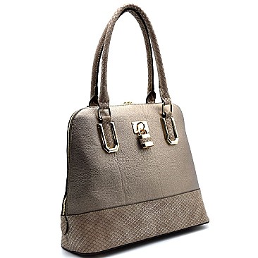 Padlock Accent Snake Print Wholesale Quality Satchel