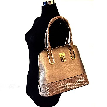 Padlock Accent Snake Print Wholesale Quality Satchel