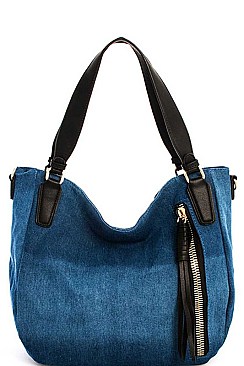 2in1 TRENDY LEATHER STRAP DENIM SHOULDER BAG PLUS WALLET JYLV-053