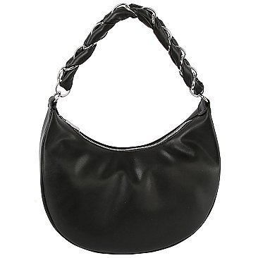 Braided Chain Handle Hobo Shoulder Bag