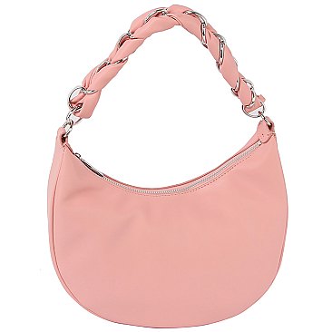 Braided Chain Handle Hobo Shoulder Bag