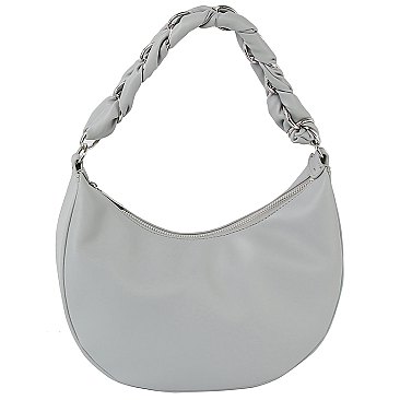 Braided Chain Handle Hobo Shoulder Bag