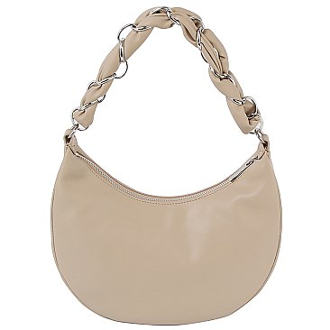 Braided Chain Handle Hobo Shoulder Bag