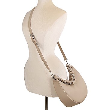 Braided Chain Handle Hobo Shoulder Bag
