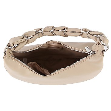 Braided Chain Handle Hobo Shoulder Bag