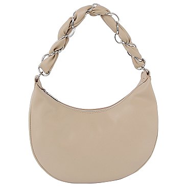 Braided Chain Handle Hobo Shoulder Bag